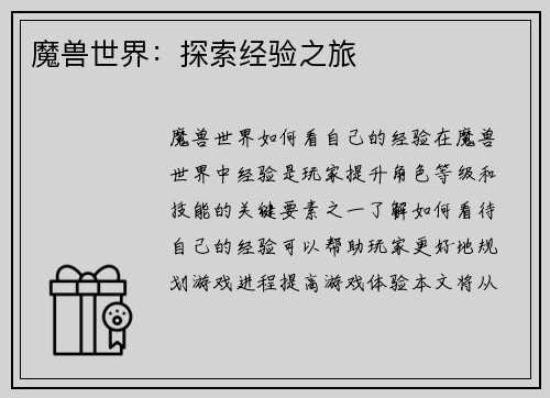 魔兽世界：探索经验之旅