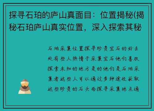 探寻石珀的庐山真面目：位置揭秘(揭秘石珀庐山真实位置，深入探索其秘密面纱！)